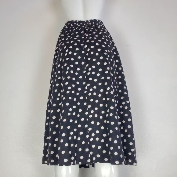 Vintage 80s Leslie Fay Black Polkadot Midi Skirt - Picture 3 of 5